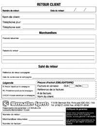 fiche retour